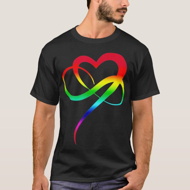 LGBTQ Art Liebe Symbol Rainbow Infinity Heart Poly T-Shirt (Vorderseite)