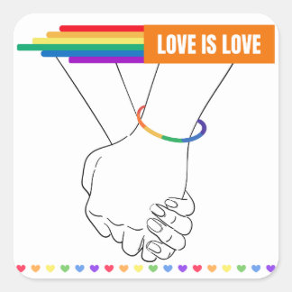 LGBTQ+-Aufkleber, Liebe ist Liebe-Aufkleber, Stolz Quadratischer Aufkleber
