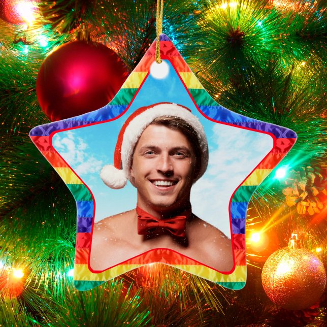 LGBTQ Benutzerdefiniertes Foto Gay Rainbow Flag St Keramik Ornament (Von Creator hochgeladen)