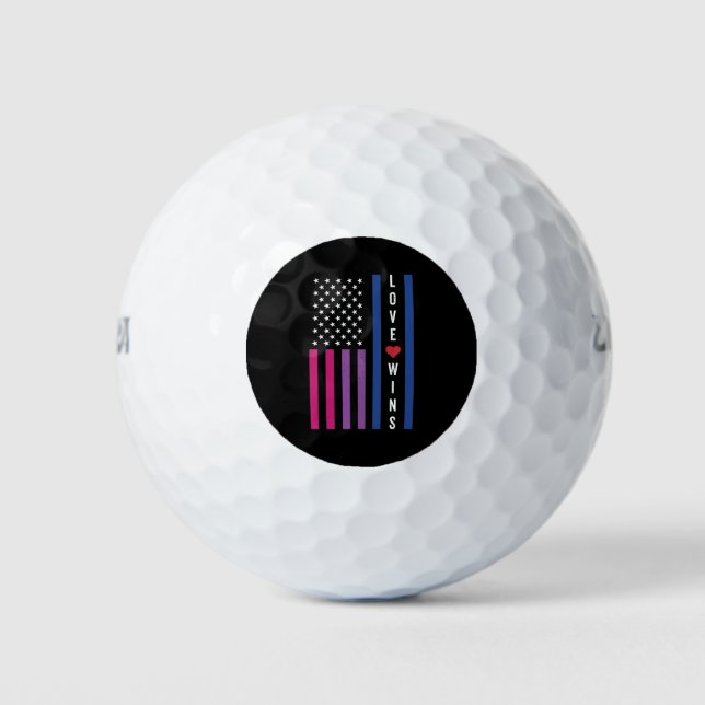 LGBTQ Bisexuelle Liebe gewinnt amerikanische Flagg Golfball (Vorderseite)