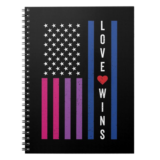 LGBTQ Bisexuelle Liebe gewinnt amerikanische Flagg Notizblock (Vorderseite)