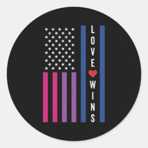 LGBTQ Bisexuelle Liebe gewinnt amerikanische Flagg Runder Aufkleber