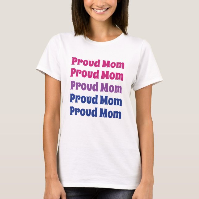 LGBTQ Bisexuelle stolz Mama Wiederholung von Text T-Shirt (Vorderseite)