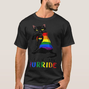 Lgbtq Black Cat Feline The Purride Pride Flag Gay T-Shirt