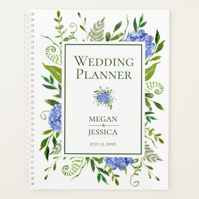 LGBTQ Blue Hydrangeas Floral Wedding Planer (Vorderseite)