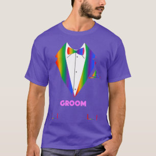 LGBTQ Bräutigam   Tuedo Regenbogen Gay Pride Lesbi T-Shirt