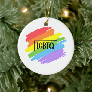 LGBTQ Brushstrokes Rainbow Keramik Ornament