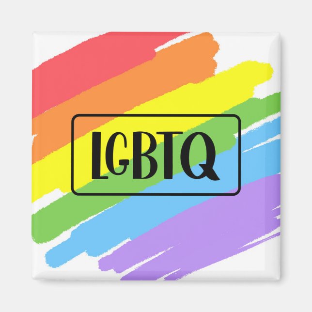 LGBTQ Brushstrokes Rainbow Magnet (Vorne)