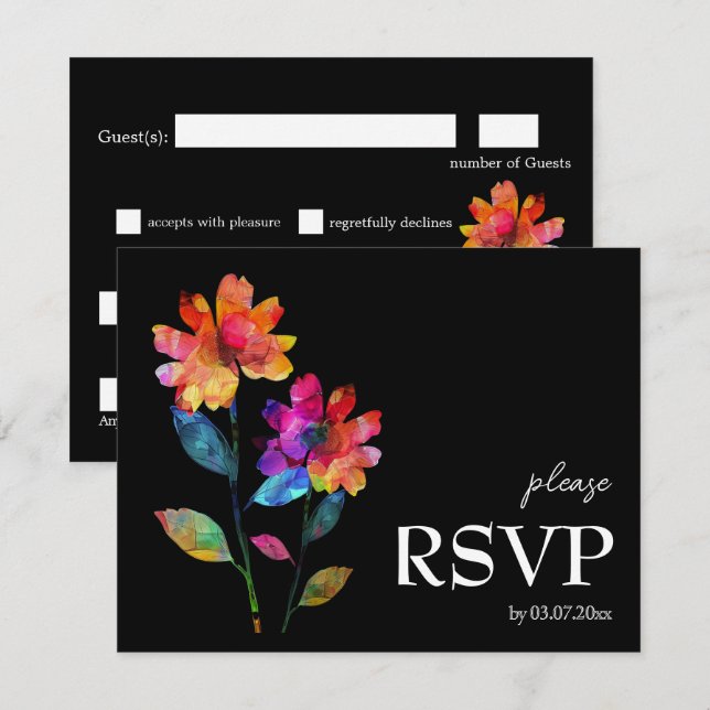 🌈 LGBTQ Budget Dietary choice  Petals & Pride  RSVP Karte (Vorne/Hinten)