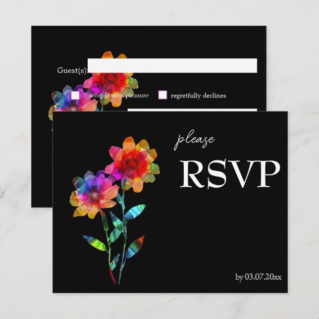 🌈 LGBTQ Budget  Petals & Pride  RSVP Karte (Vorne/Hinten)