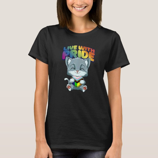 LGBTQ Cat Progressiv Pride Transgender Genderqueer T-Shirt (Vorderseite)
