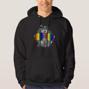 LGBTQ Cool Rainbow Sunglasses Gay Lesbian Pride Mo Hoodie