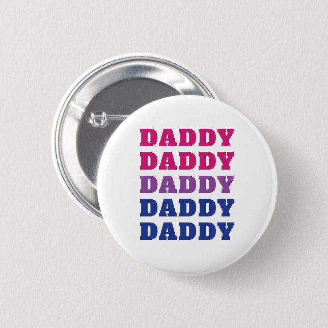LGBTQ Daddy Bisexual Pride Vater Vatertag Button (Vorne & Hinten)