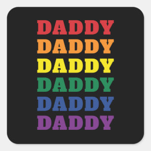LGBTQ Daddy Gay Pride Dad Vatertag Quadratischer Aufkleber