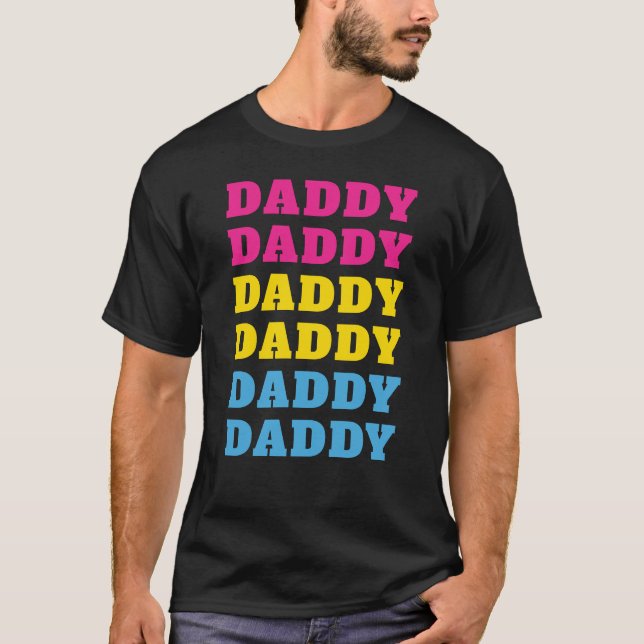 LGBTQ Daddy Pansexual Pride Vater Vatertag T-Shirt (Vorderseite)