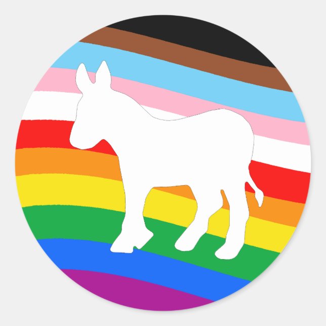 LGBTQ-Demokrat Runder Aufkleber (Vorderseite)