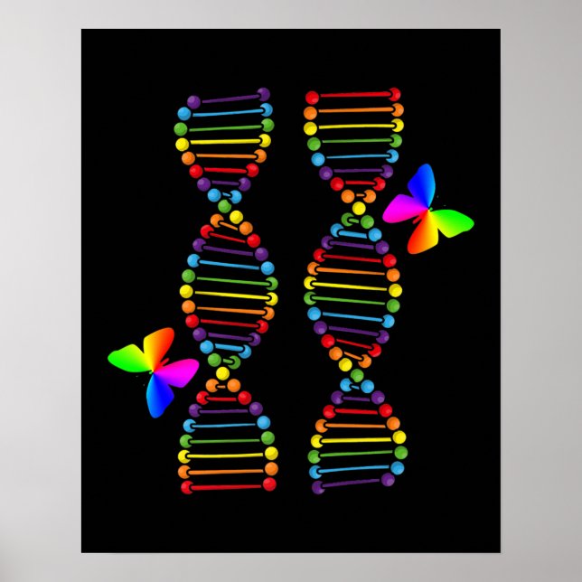 LGBTQ DNA Rainbow Flag Butterfly Gay Pride Month L Poster (Vorne)