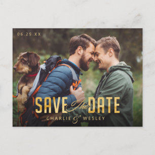 LGBTQ Einfach Traditionell Save the Date mit Foto Postkarte