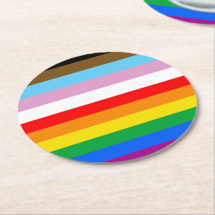LGBTQ+ EINSCHLIESSENDE PRIDE-FLAGGE RUNDER PAPPUNTERSETZER