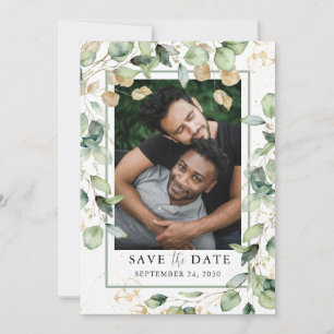 LGBTQ Eukalyptus Gold Foto Save-the-Date Save The Date