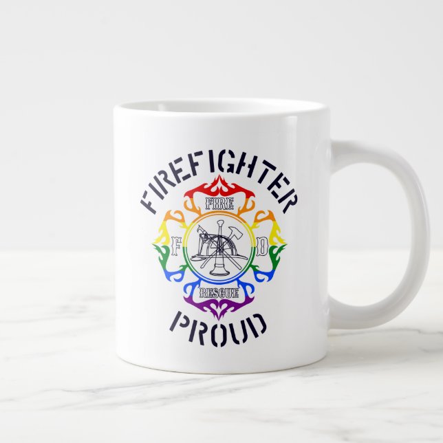 LGBTQ farbiger Feuerwehrmann Maltesisches Cross-De Jumbo-Tasse (Rechts)