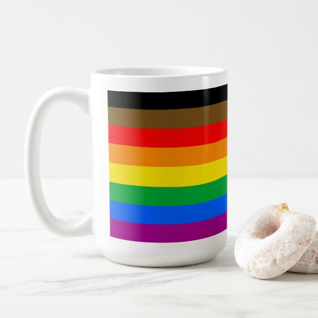 LGBTQ-Flag (8 Streifen) Kaffeetasse (Mit Donut)
