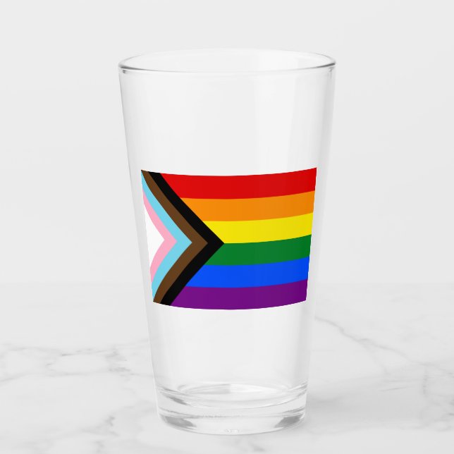 LGBTQ+-Flag für den Fortschritt Glas (Vorderseite)