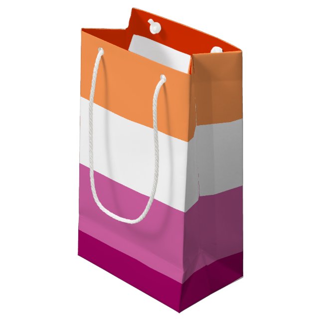 LGBTQ-Flag für Lesben Kleine Geschenktüte (Vorderseite Schrägansicht)