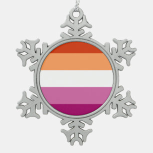 LGBTQ-Flag für Lesben Schneeflocken Zinn-Ornament