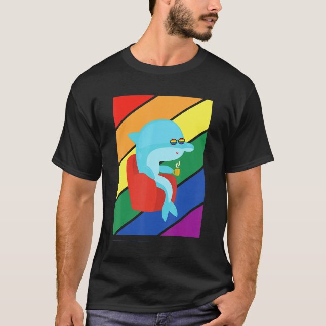 Lgbtq Flag Gay Pride Month Rainbow Dolphin Lgbt Gl T-Shirt (Vorderseite)