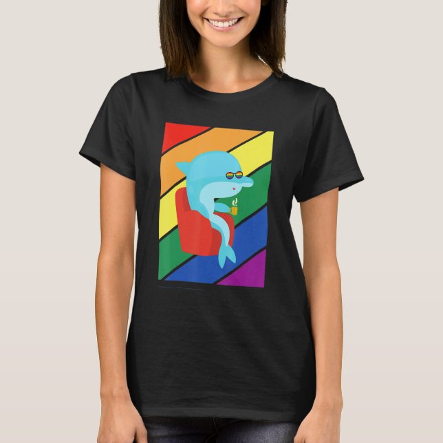 Lgbtq Flag Gay Pride Month Rainbow Dolphin Lgbt Gl T-Shirt (Vorderseite)