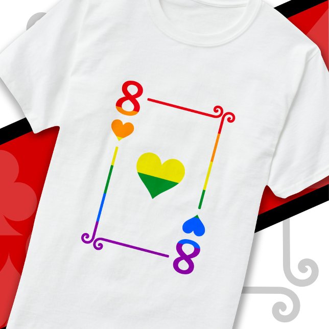 LGBTQ-Flag mit dem Kartenspiel Acht-Karte-8-Herz T-Shirt (Von Creator hochgeladen)