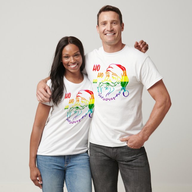 LGBTQ Flag Rainbow Weihnachten Weihnachtsmann T-Shirt (Unisex)