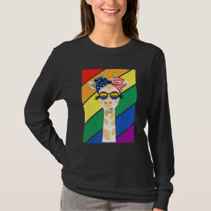 Lgbtq-Flagge Gay Pride Monat Regenbogen-Giraffe Mi T-Shirt