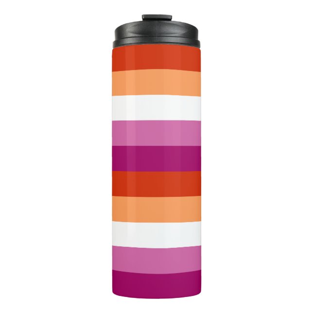 LGBTQ+ Flaggenstreifen für Lesben - Thermosbecher (Vorderseite)