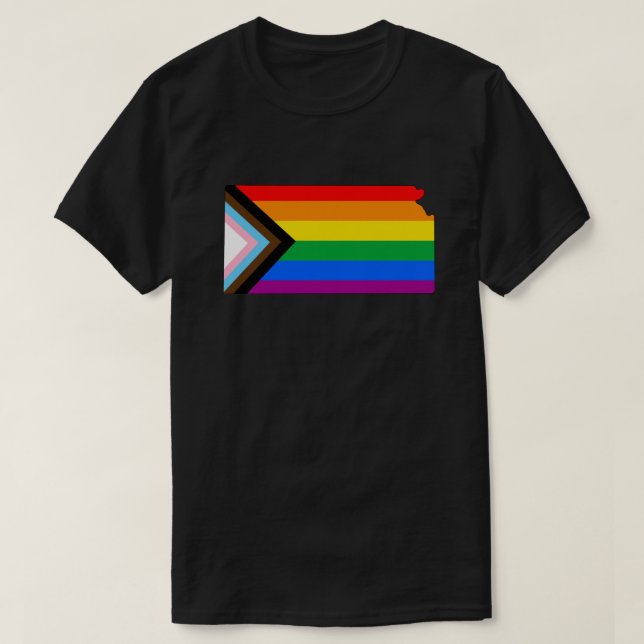 LGBTQ-Fortschrittsbericht für Kansas-Staatsstolz T-Shirt (Design vorne)