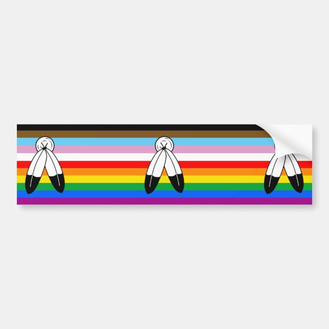 LGBTQ+-Fortschrittsflagge mit zwei Geistern Autoaufkleber (Vorne)