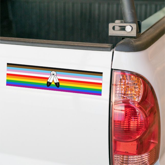 LGBTQ+-Fortschrittsflagge mit zwei Geistern Autoaufkleber (Auf Lkw)
