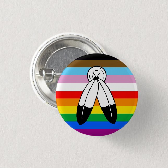 LGBTQ+-Fortschrittsflagge mit zwei Geistern Button (Vorne & Hinten)