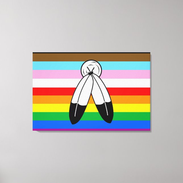 LGBTQ+-Fortschrittsflagge mit zwei Geistern Leinwanddruck (Vorderseite)