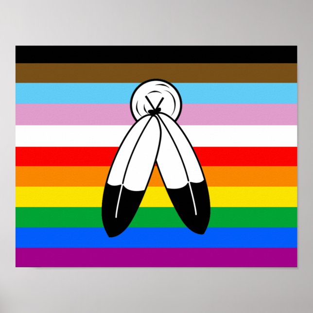 LGBTQ+-Fortschrittsflagge mit zwei Geistern Poster (Vorne)