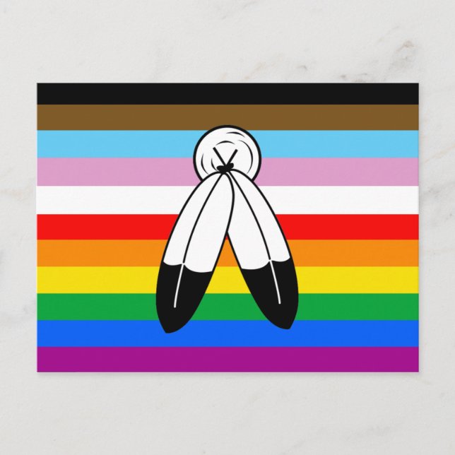 LGBTQ+-Fortschrittsflagge mit zwei Geistern Postkarte (Vorderseite)
