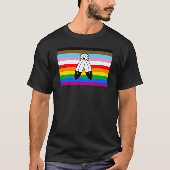 LGBTQ+-Fortschrittsflagge mit zwei Geistern T-Shirt (Vorderseite)