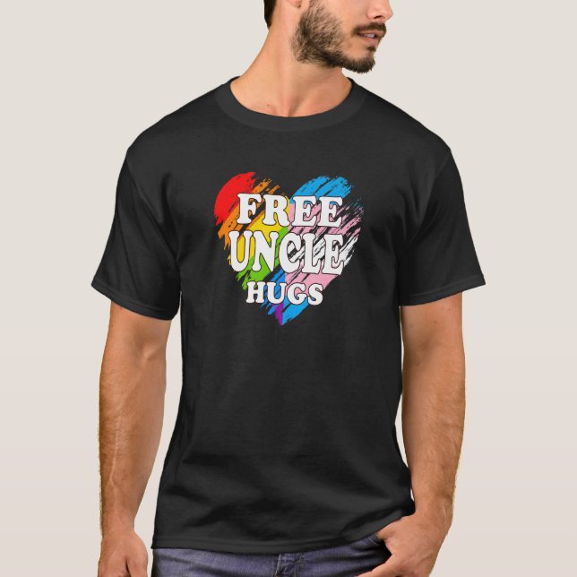 Lgbtq Free Onkel Hugs Gay Pride Lgbt Ally Rainbow T-Shirt (Vorderseite)