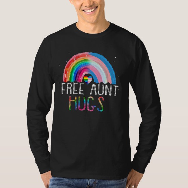 Lgbtq Free Tante Hugs Gay Pride Lgbt Ally Rainbow  T-Shirt (Vorderseite)