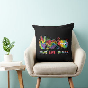 LGBTQ - Frieden, Liebe, Gleichheit - Regenbogenfar Kissen