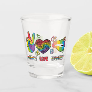 LGBTQ - Frieden, Liebe, Gleichheit - Regenbogenfar Schnapsglas