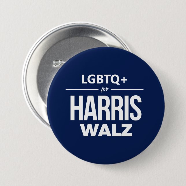 LGBTQ+ für Harris Walz Button (Vorne & Hinten)