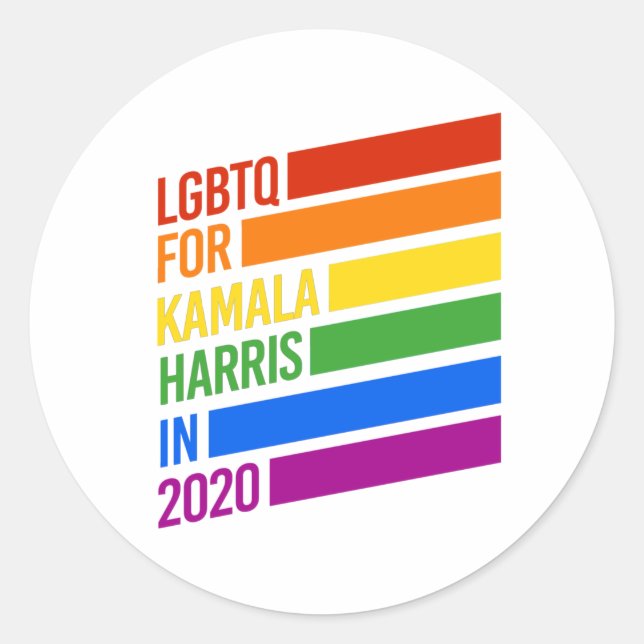 LGBTQ für KAMALA HARRIS Regenbogenstreifen Runder Aufkleber (Vorderseite)
