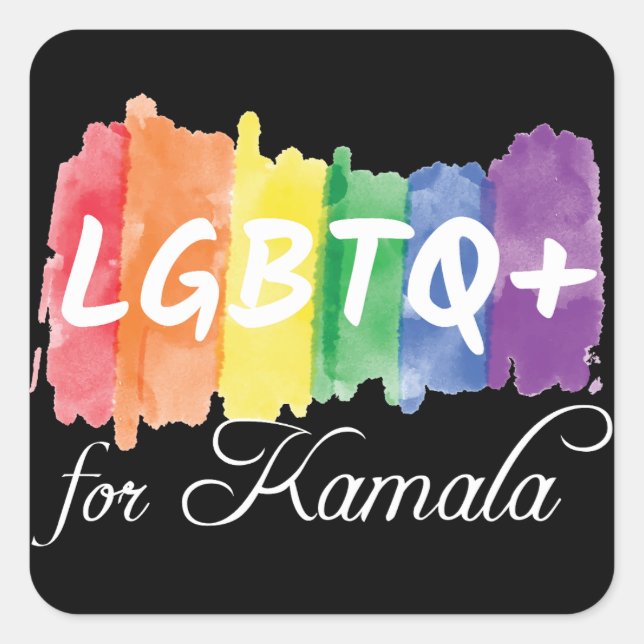 LGBTQ für Kamala Rainbow Gay Pride Quadratischer Aufkleber (Vorderseite)
